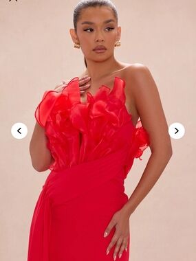 Fashion Nova-Karolyn Draped Ruffle Gown - Red